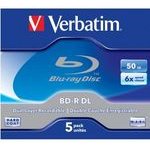 Verbatim BD-R, Dual Layer 50GB, jewel box, 6x, 5-pack, for data archiving - (43748)