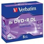 Verbatim DVD+R DL, Double Layer Matt Silver, 8.5GB, 8x, jewel box, 5-pack, without printing possibility, 12cm, for data arc - (43541)