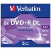 Verbatim DVD+R DL, Double Layer Matt Silver, 8.5GB, 8x, jewel box, 5-pack, without printing possibility, 12cm, for data arc - (43541)