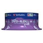 Verbatim DVD+R DL, Double Layer Matt Silver, 8.5GB, 8x, spindle, 25-pack, 12cm, for data archiving - (43757)