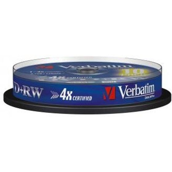 Verbatim DVD+RW, Matt Silver, 4.7GB, 4x, spindle, 10-pack, without printing possibility, 12cm, for data archiving - (43488)