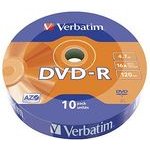 Verbatim DVD-R, Matt Silver, 4.7GB, 16x, cake box, 10-pack, without printing possibility, 12cm, for data archiving - (43729)