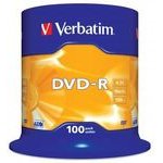 Verbatim DVD-R, Matt Silver, 4.7GB, 16x, spindle, 100-pack, without printing possibility, 12cm, for data archiving - (43549)