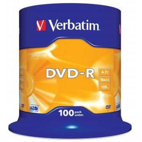 Verbatim DVD-R, Matt Silver, 4.7GB, 16x, spindle, 100-pack, without printing possibility, 12cm, for data archiving - (43549)