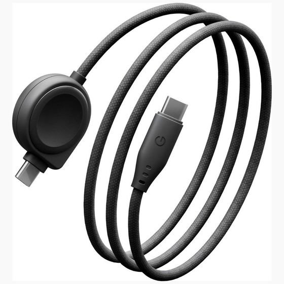 ENERGEA Flow Duo Watch 2-in-1 USB-C To USB-C Cable + Samsung Watch Charger 480Mb/s 60W 1.5m Black - (CBL-FLDSAM-BLK)
