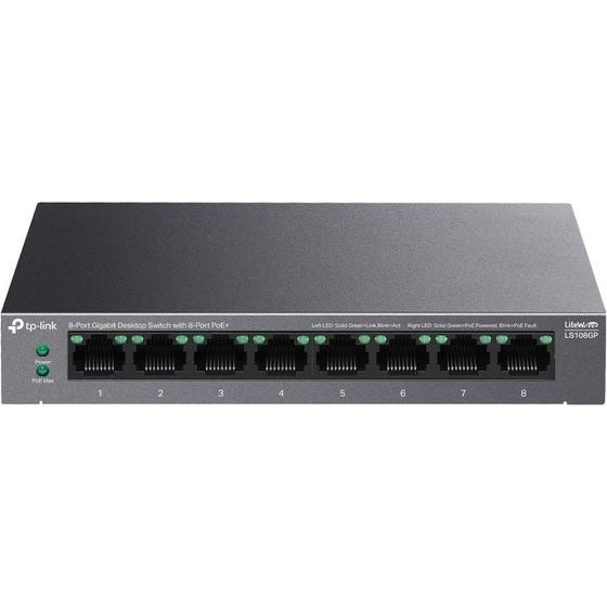 TP-Link Litewave 8-Port Gigabit Desktop Switch With 8-Port PoE+ - (LS108GP)