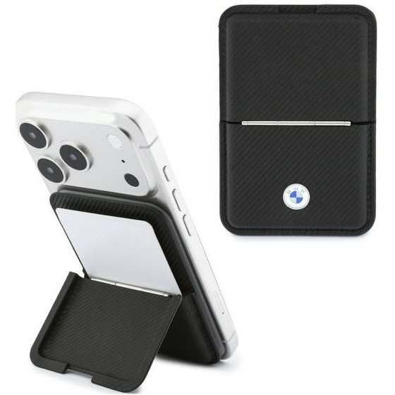 BMW Wallet Carbon Metal Logos Magsafe Black - (BMOWMCS26PTKLK)