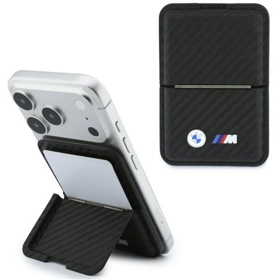 BMW Wallet M Carbon Metal Logos Magsafe Black - (BMOWMCS26PCILK)