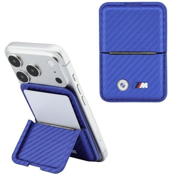 BMW Wallet M Carbon Metal Logos Magsafe Blue - (BMOWMCS26PCILB)