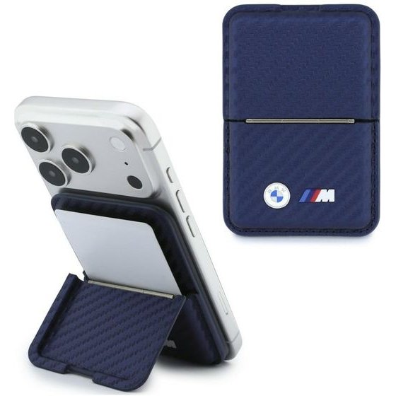 BMW Wallet M Carbon Metal Logos Magsafe Navy Blue - (BMOWMCS26PCILV)