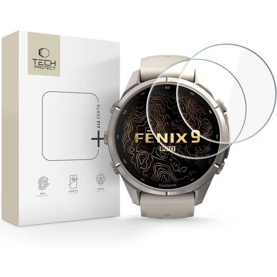 Tech-Protect Szklo Hartowane Glass FIT+ 2-Pack Garmin Fenix 9 Pro (43 MM) CLEAR