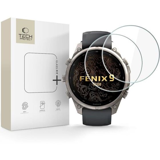 Tech-Protect Szklo Hartowane Glass FIT+ 2-Pack Garmin Fenix 9 Pro (47 MM) CLEAR