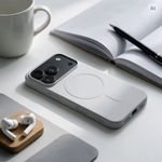 Case For Iphone 18 Pro Max / 17 Pro Max Silicone Mag Cover Compatible With Magsafe (Big hole) Silver OEM