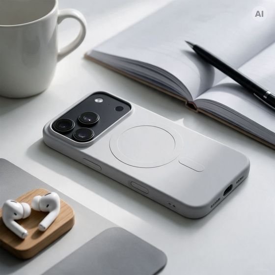 Case For Iphone 18 Pro Max / 17 Pro Max Silicone Mag Cover Compatible With Magsafe (Big hole) Silver OEM
