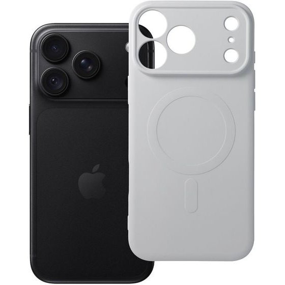 Case For Iphone 18 Pro Max / 17 Pro Max Silicone Mag Cover Compatible With Magsafe (Camera protection) Silver OEM