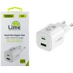 Lime Successories Lime USB-C Gan Pd 3.2 Dual Avs Hyper Fast Travel Qc 3.2 LDC120W 99W + USB-A Qc 3.2 21W Total 120W WHITE