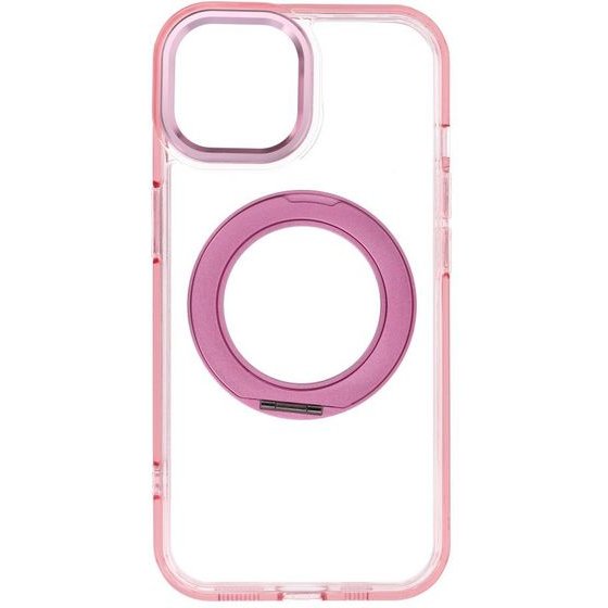 Case For Iphone 15 Frame Circle Stand Compatible With Magsafe Pink OEM