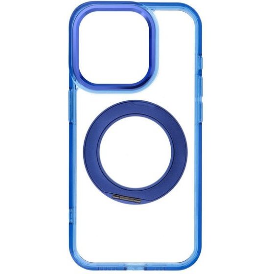 Case For Iphone 15 Pro Frame Circle Stand Compatible With Magsafe Navy Blue OEM