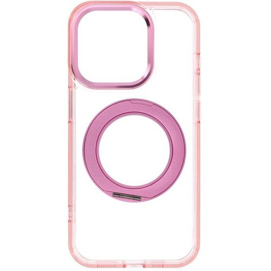 Case For Iphone 15 Pro Frame Circle Stand Compatible With Magsafe Pink OEM