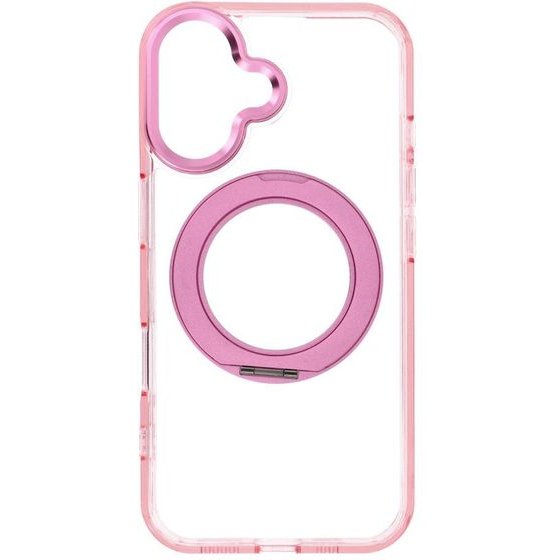 Case For Iphone 16 Frame Circle Stand Compatible With Magsafe Pink OEM