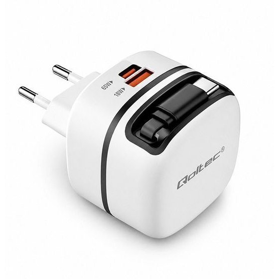 QOLTEC Gan 65W Charger | 5-20V | 3-3.25A | USB-C Pd Pps - (51784)