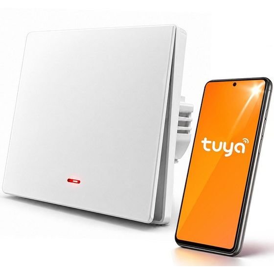 QOLTEC Smart 1-Gang Light Switch | Wi-Fi | Timer | Tuya | Smart Life | White - (52719)