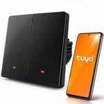 QOLTEC Smart 2-Gang Light Switch | Wi-Fi | Timer | Tuya | Smart Life | Black - (52708)