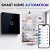 QOLTEC Smart Touch 1-Gang Light Switch | Wi-Fi | Timer | Tuya | Smart Life | Tempered Glass | Black - (52711)