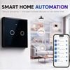 QOLTEC Smart Touch 2-Gang Light Switch | Wi-Fi | Timer | Tuya | Smart Life | Tempered Glass | Black - (52712)