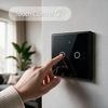 QOLTEC Smart Touch 2-Gang Light Switch | Wi-Fi | Timer | Tuya | Smart Life | Tempered Glass | Black - (52712)