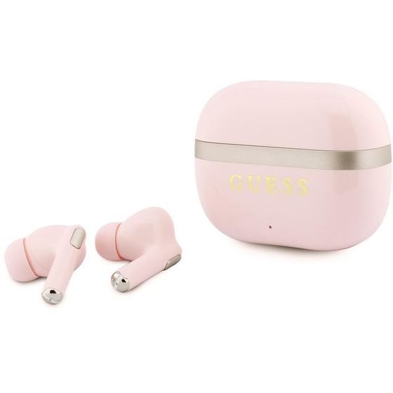 Guess Earphones Tws Glossy Gold Lineprinted Classic Logo Pink - (GUTWSN2HGGSP)