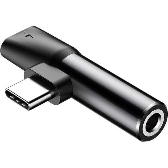 Baseus Audio Converter L41 Adapter From USB-C To USB-C Port + 3.5 Mm Headphone Jack Black (CATL41-01) - Outlet - (6953156282278-POW)