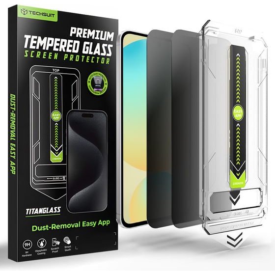 Techsuit - [Fingerprint Unlock Compatible] Titanglass Crystalhd (2 pack) - Samsung Galaxy S24 Fe / A56 5G - Privacy