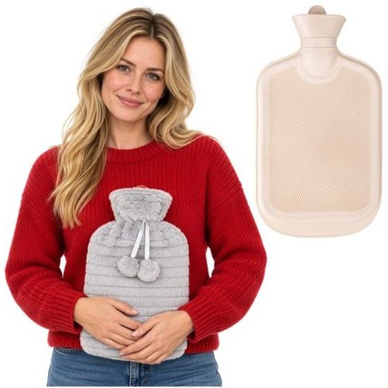 Ruhhy Rubber Hot Water Bottle In a Cover 2000ml - (19516-0)