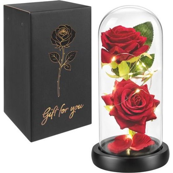 Glimz Rose in glass - luminous 22cm - (19501-0)