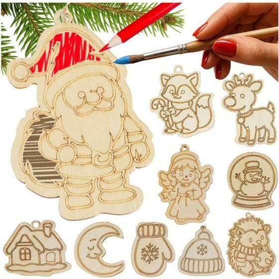 Ruhhy Wooden baubles for painting 24 pcs 26471 - (18604-0)