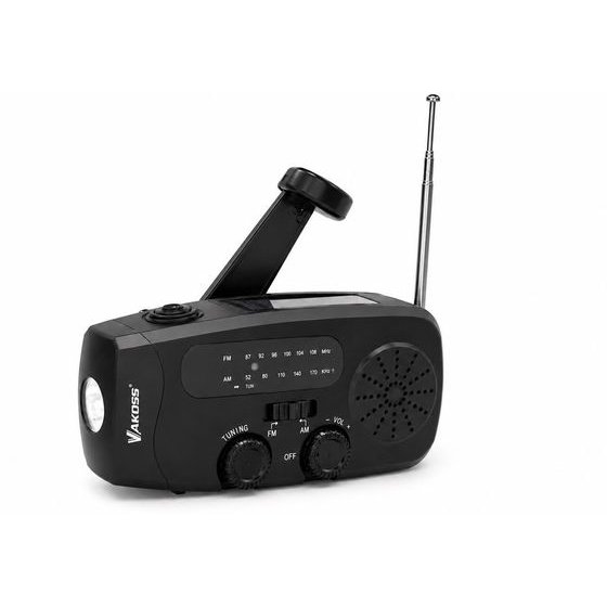 Vakoss FM/Am Emergency Radio With Dynamo / Flashlight / Power Bank / Solar Panel - (FM-3660K)