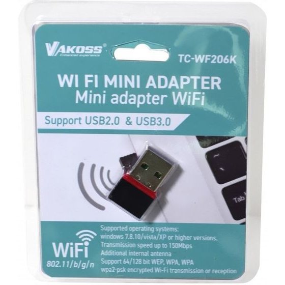 Vakoss Usb Wlan (Wi-Fi) Network Adapter 2.4GHz - (TC-WF206K)
