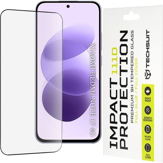 Techsuit - 111D Full Cover / Full Glue Glass - Xiaomi Redmi Note 17 4G / Redmi Note 17 5G - Black
