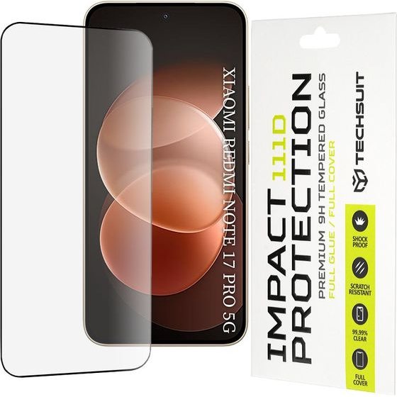 Techsuit - 111D Full Cover / Full Glue Glass - Xiaomi Redmi Note 17 Pro 5G / Redmi Note 17 Pro Max - Black