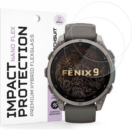 Techsuit - Nano Flex (2 pack) - Garmin Fenix 9 51mm / Fenix 9 Pro 51mm - Black