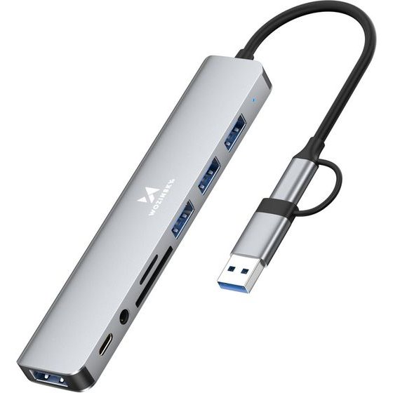 Wozinsky 8-in-1 Usb Hub With Usb 3.0 Sd Card Reader And Audio Output - Gray 5907769389511 - (WAH-81)