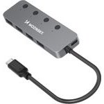 Wozinsky WHS080YSs 4 x USB-A 3.0 Aluminum Hub With Individual Switches And 15 Cm USB-C Cable - Gray 5907769389313 - (WHS088YSS)