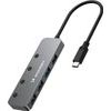 Wozinsky WHS080YSs 4 x USB-A 3.0 Aluminum Hub With Individual Switches And 15 Cm USB-C Cable - Gray 5907769389313 - (WHS088YSS)