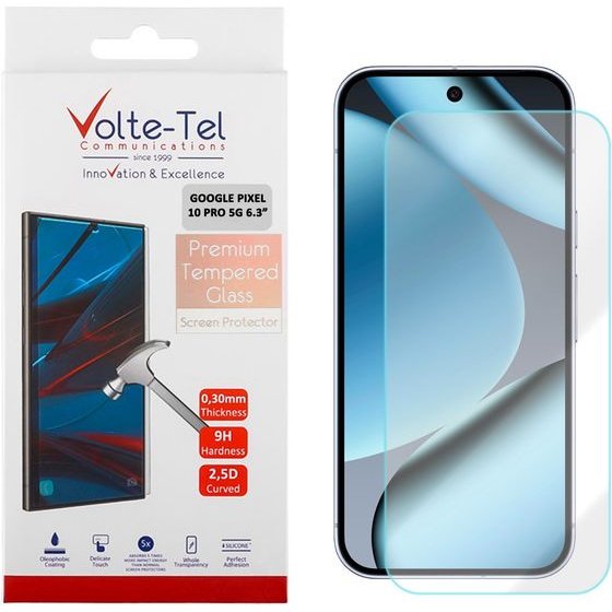Volte-Tel Tempered Glass Google Pixel 10 Pro 5G 6.3in 9H 0.20mm 2.5D Finger Unlock Full GLUE - (5205308431524)