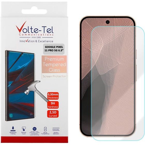 Volte-Tel Tempered Glass Google Pixel 11 Pro 5G 6.3in 9H 0.20mm 2.5D Finger Unlock Full GLUE - (5205308431531)