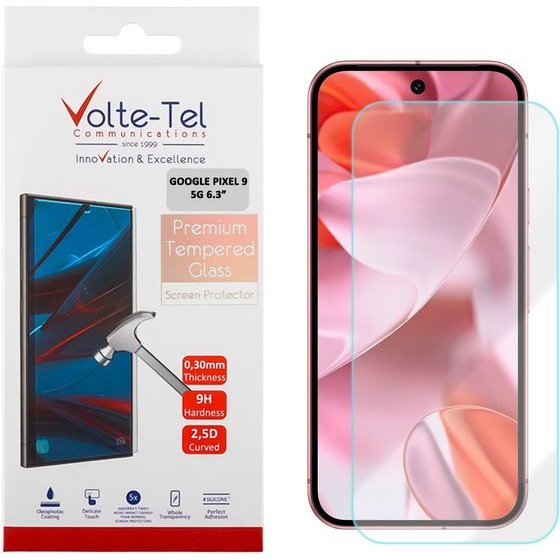 Volte-Tel Tempered Glass Google Pixel 9 5G 6.3in 9H 0.20mm 2.5D Finger Unlock Full GLUE - (5205308431470)