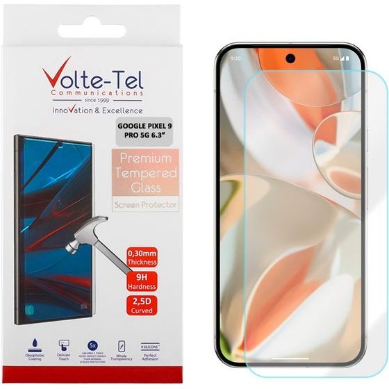 Volte-Tel Tempered Glass Google Pixel 9 Pro 5G 6.3in 9H 0.20mm 2.5D Finger Unlock Full GLUE - (5205308431487)