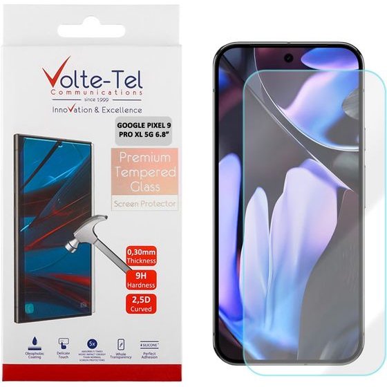 Volte-Tel Tempered Glass Google Pixel 9 Pro Xl 5G 6.8in 9H 0.20mm 2.5D Finger Unlock Full GLUE - (5205308431494)