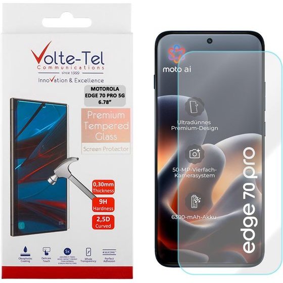 Volte-Tel Tempered Glass Motorola Edge 70 Pro 5G 6.78in 9H 0.30mm 2.5D Full GLUE - (5205308431227)